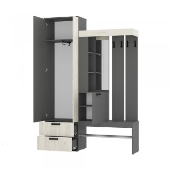 Прихожая Трамп графит/крафт белый (БТС) в Краснотурьинске - krasnoturinsk.mebel-e96.ru