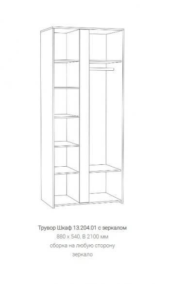 Шкаф Трувор 13.204.01 с зеркалом в Краснотурьинске - krasnoturinsk.mebel-e96.ru